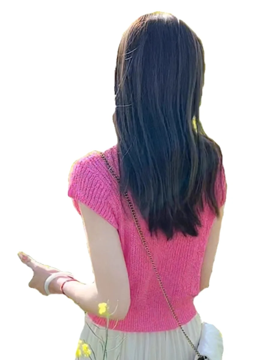 Sli Unique ort Sve tricoté Base irt pour les femmes belle Faionable coréen Sle haut d'été à la mode entrée