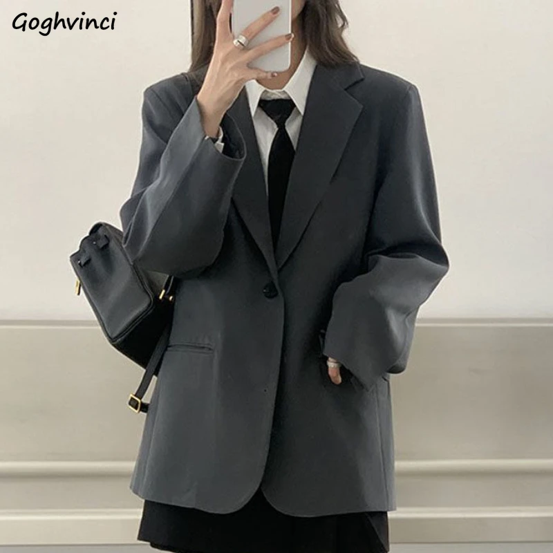 Blazers Women Kawaii Single Button Simple Japanese Style Fashion College Leisure Pure Outwear All-match Ins Students New Spring