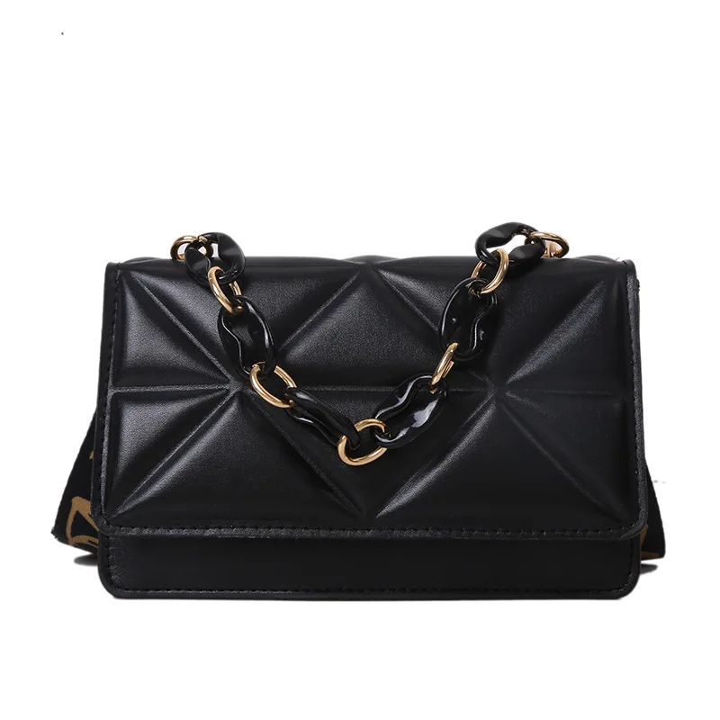 This year\'s popular women\'s bags 2023 new quilted chain bag lock texture small square bag simple shoulder bag crossbody bag