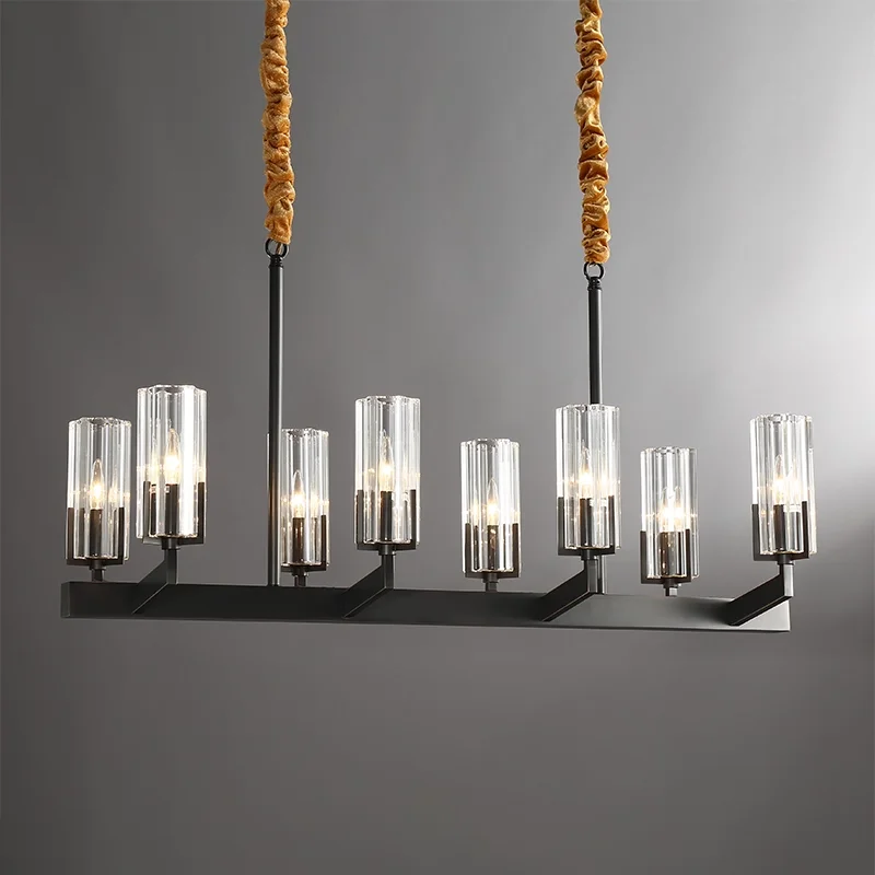 Modern Luxury Black Crystal Chandelier Pendant Suspension Ceiling Light for Living Room Interior Home Decoration