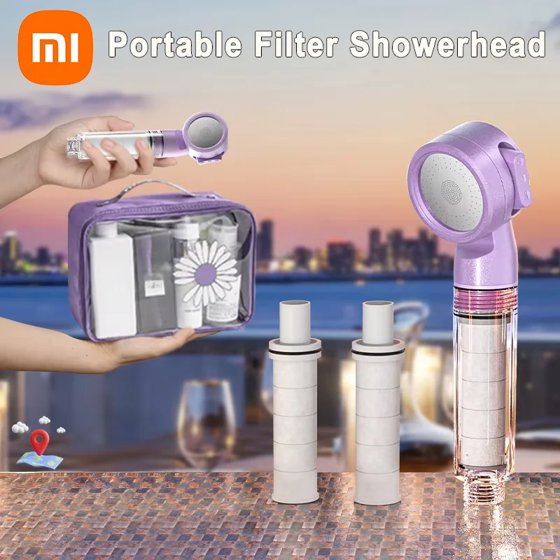 

Портативная дорожная насадка для душа Xiaomi, 3 режима, съемная универсальная мини-насадка высокого давления, фильтр для чистой воды премиум-класса для ванной комнаты
