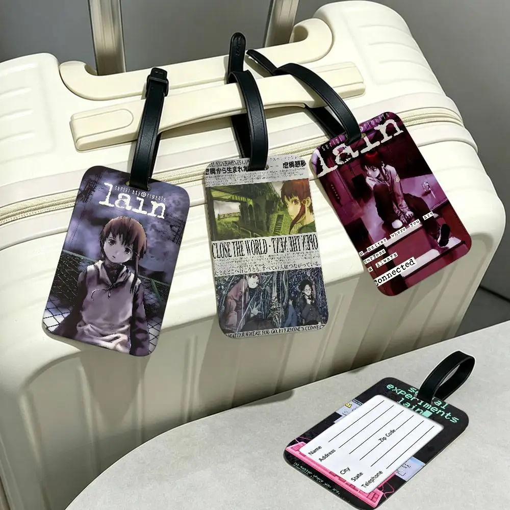 Serial E-Experiments L-Lain Anime PVC Information Card Holder Luggage Tag Anti lost Waterproof Name Label For Travelling