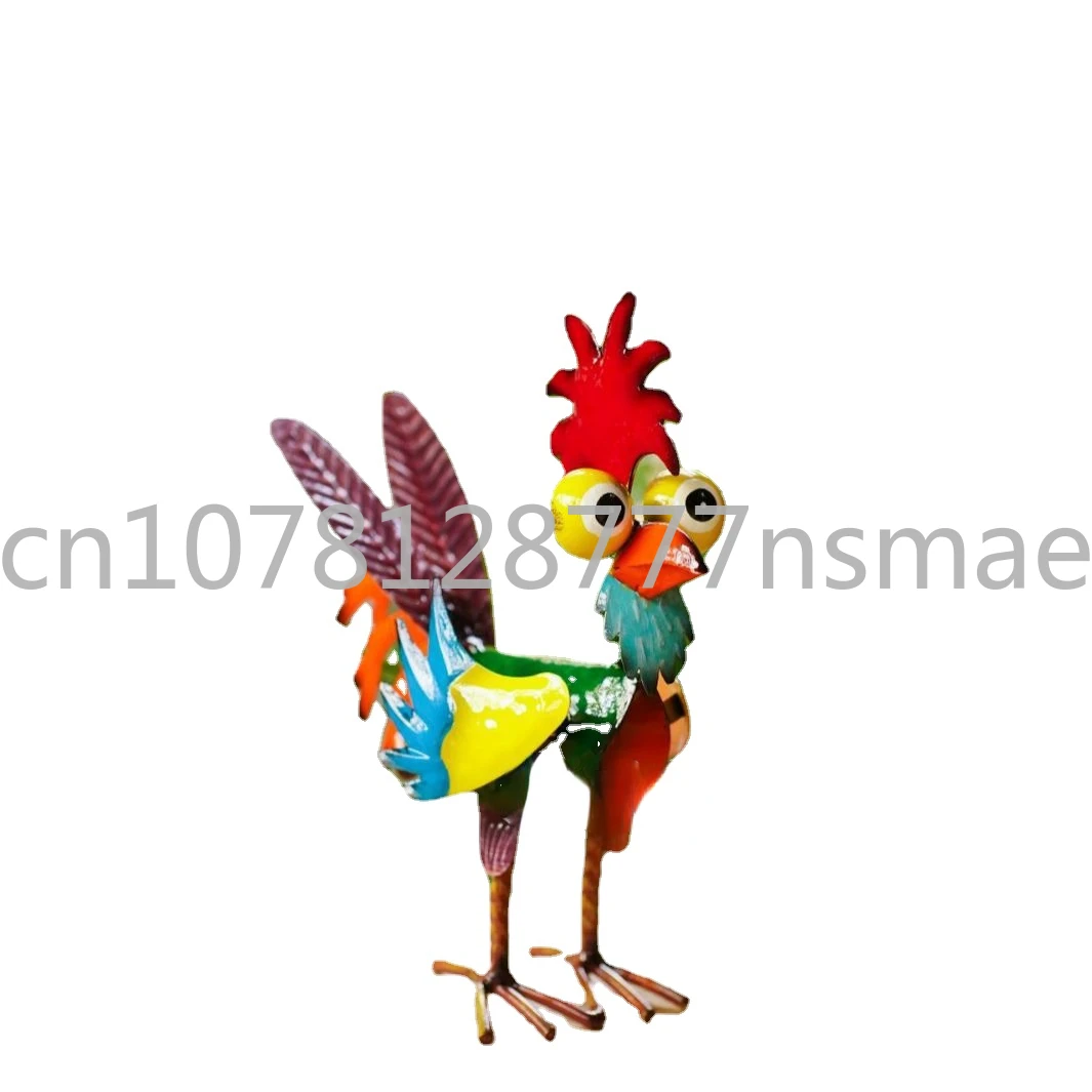 

Colorful Three-Dimensional Cockerel Animal Decoration Gardening Ornaments Creative Iron Crafts