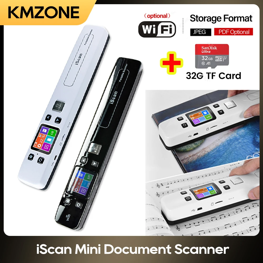 

Wifi Wireless Mini Portable A4 Document Scanner Images JPG PDF Formate Reader Pen with TF Card 16G 1050 dpi USB Wired iSCAN