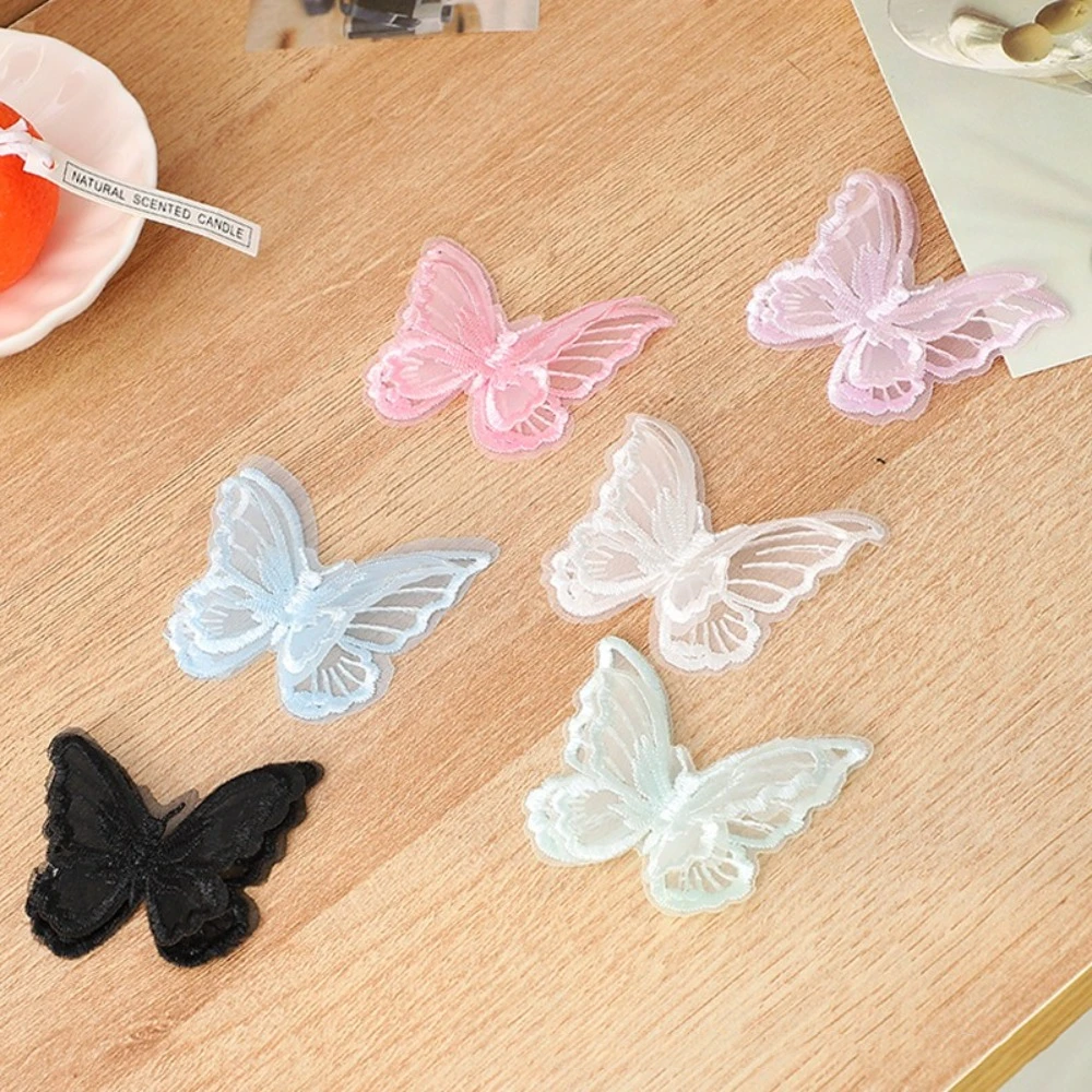 

20pcs 6CM Embroidery Lace Butterfly Appliques 3D Double-layer Simulation Mesh Butterfly Patch DIY Handmade Dreamy