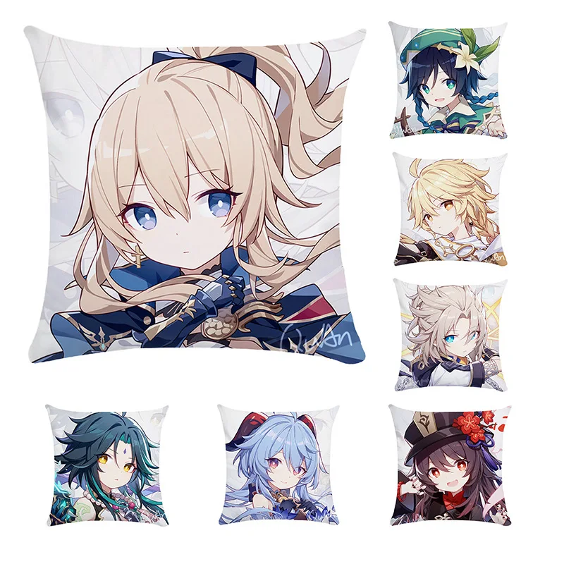 Genshin Impact Plush Stuffed Cushions Kawaii Anime Maid Pillow Game Amber Dakimakura Keqing Kamisato Ayaka Traveler Seat Cushion