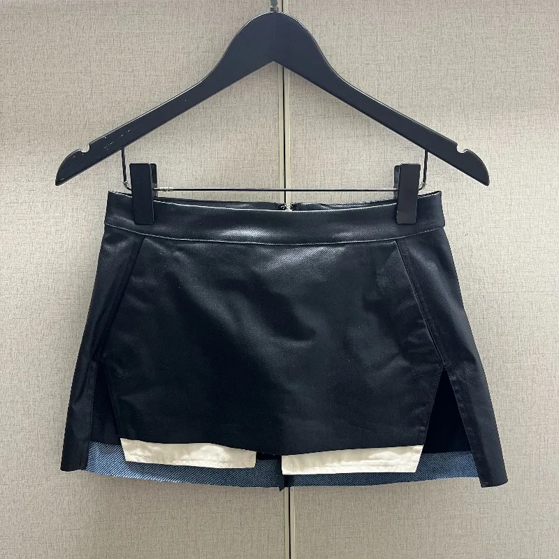 High Street Dark Coated Shiny Solid Women Slim Casual Skirt Women's Fashion Comfortable Skirts Women's Clothing