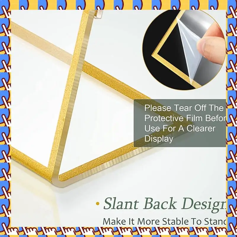 

Acrylic Gold Frame, Slanted Back Table Sign Holder For Wedding Table Card Restaurant Signs Photos