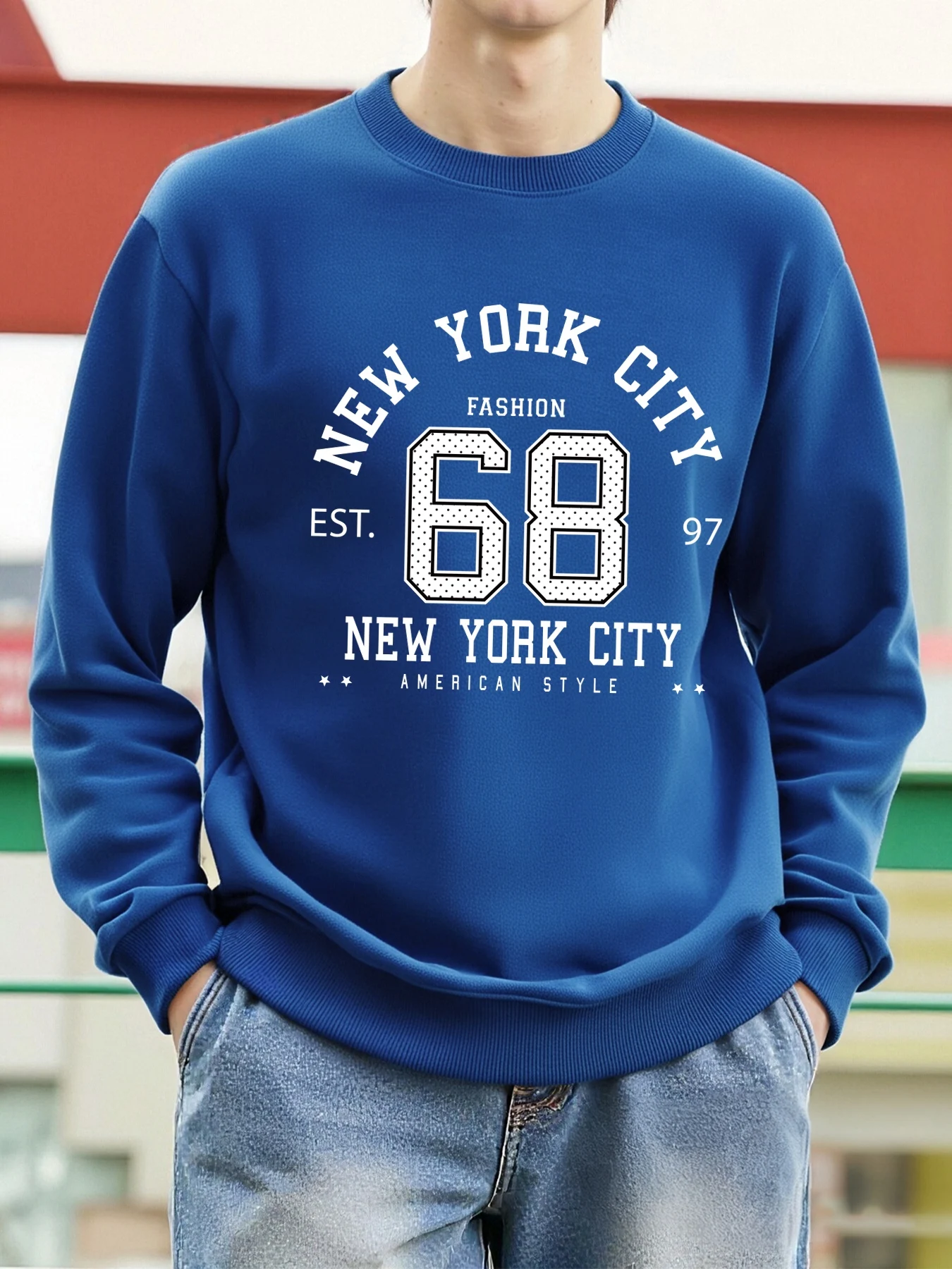 New York Kreative Kunst Brief Drucke Männer Sweatshirt Mode Warme Pullover Casual Oversize Weiche Streetwear Herbst Fleece Kleidung