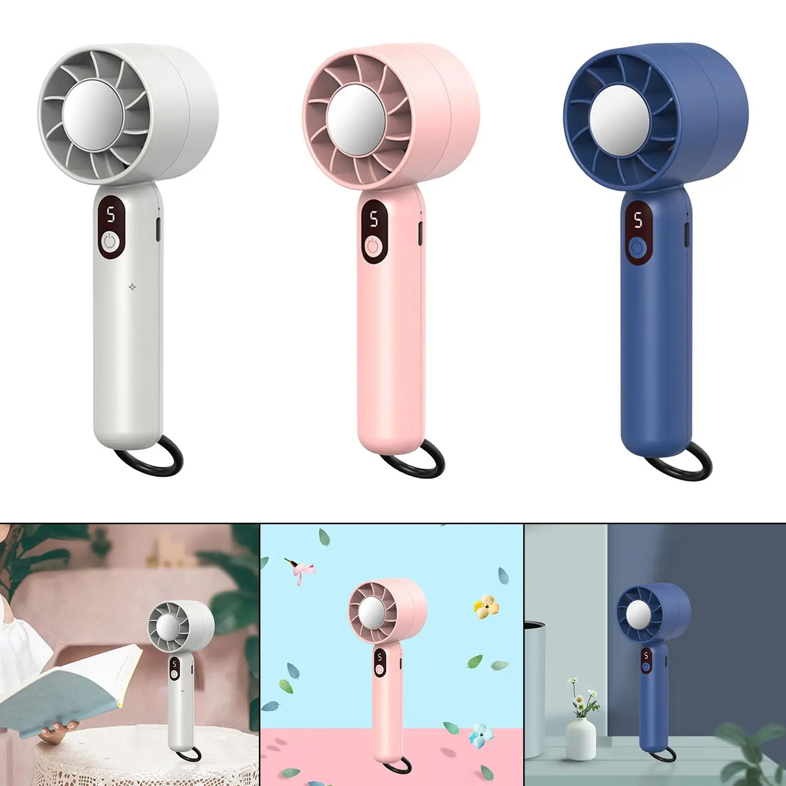 Mini ventilatore portatile, ventilatore tascabile regolabile a 5 velocità, ventilatore manuale piccolo per zaino in spalla, escursionismo, interno, esterno, viaggi