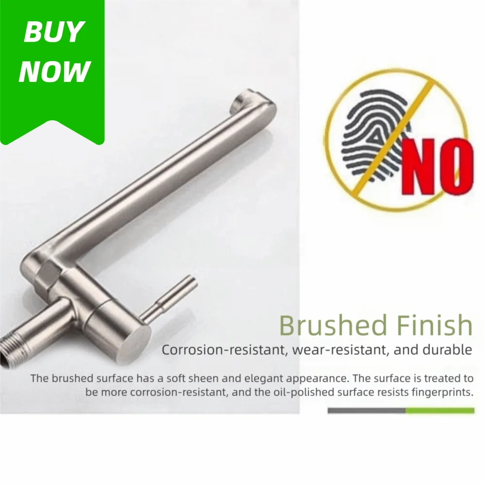 

180 ° Вращающийся настенный кран для раковины, нескользящая ручка, нержавеющий кухонный смеситель, удлиненный выход, простая установка