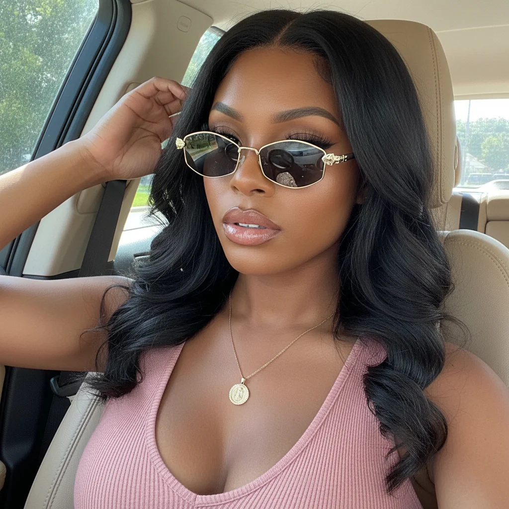 نظارات شمسية نسائية معدنية ذهبية، إطار مضلع هندسي مع تفاصيل زهرة محفورة، ظلال كلاسيكية فاخرة UV400