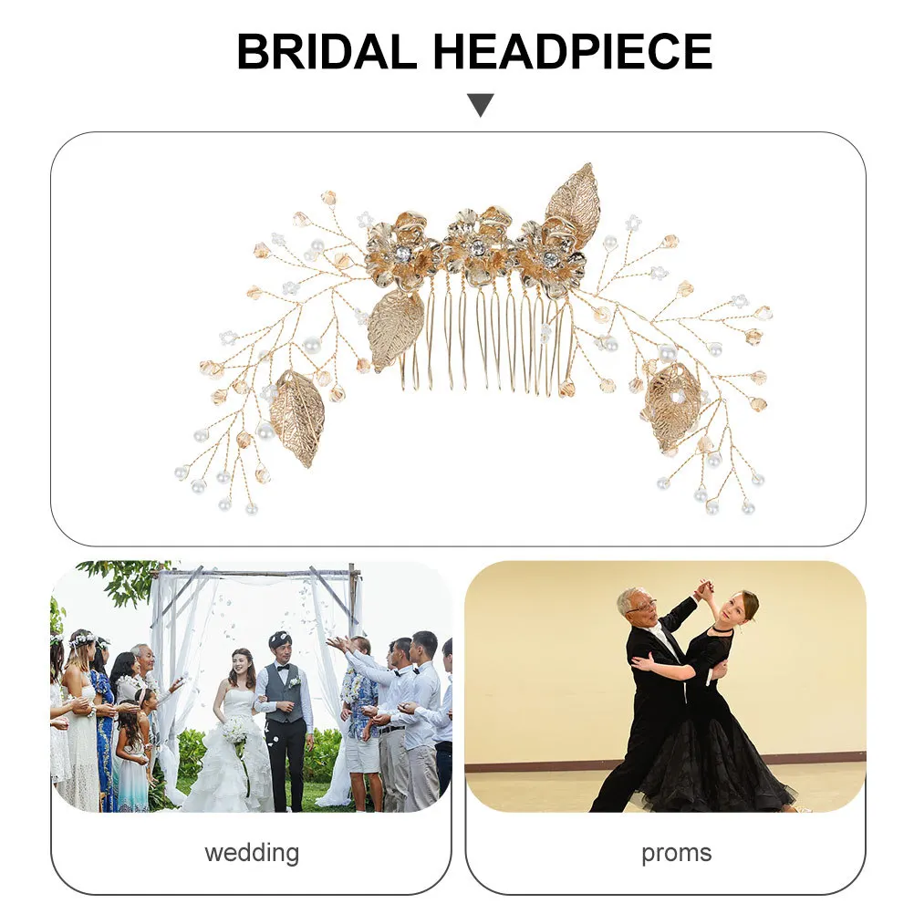 مشط شعر الزفاف على شكل أوراق شجر إكسسوار مشط للنساء لحفلات الزفاف، غطاء رأس أنيق، مجوهرات الزفاف، مجوهرات شعر العروس