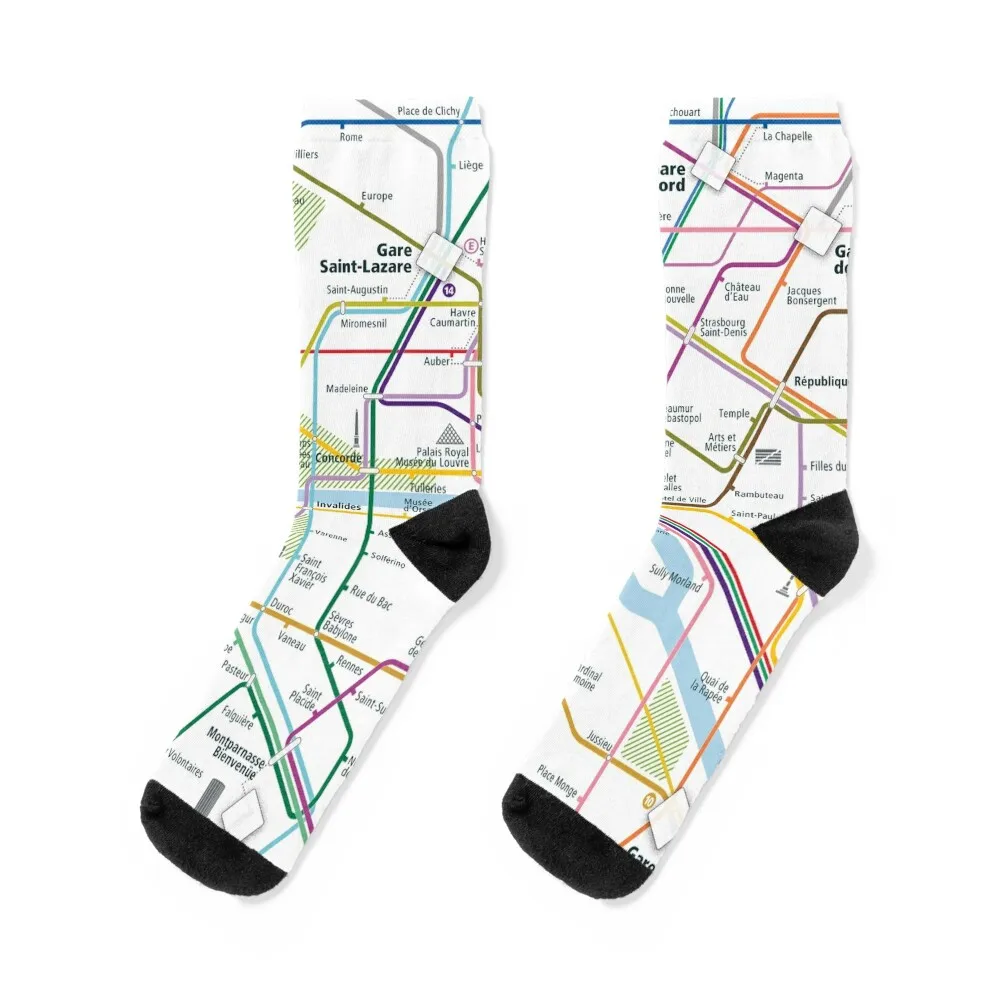 

Paris City Rail Map Square Socks anime men cotton high quality fashionable Socks For Women Men's