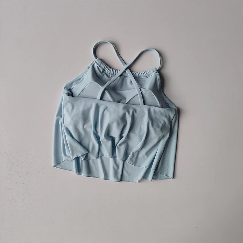 Netz-Imitat-Zweiteiler-BHs Sport-Lingerie-Shirts Damen Feste Yoga-Kleidung Träger-Pilates-Trainings-Fitness-Weste für draußen – Detail 9