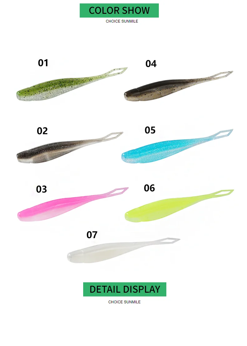 SUNMILE Shad Soft Jerkbait 80mm/120mm TPE Schwimmender Fluke Softbait, Kunstköder für Süß- oder Salzwasserbarsch – Detail 2