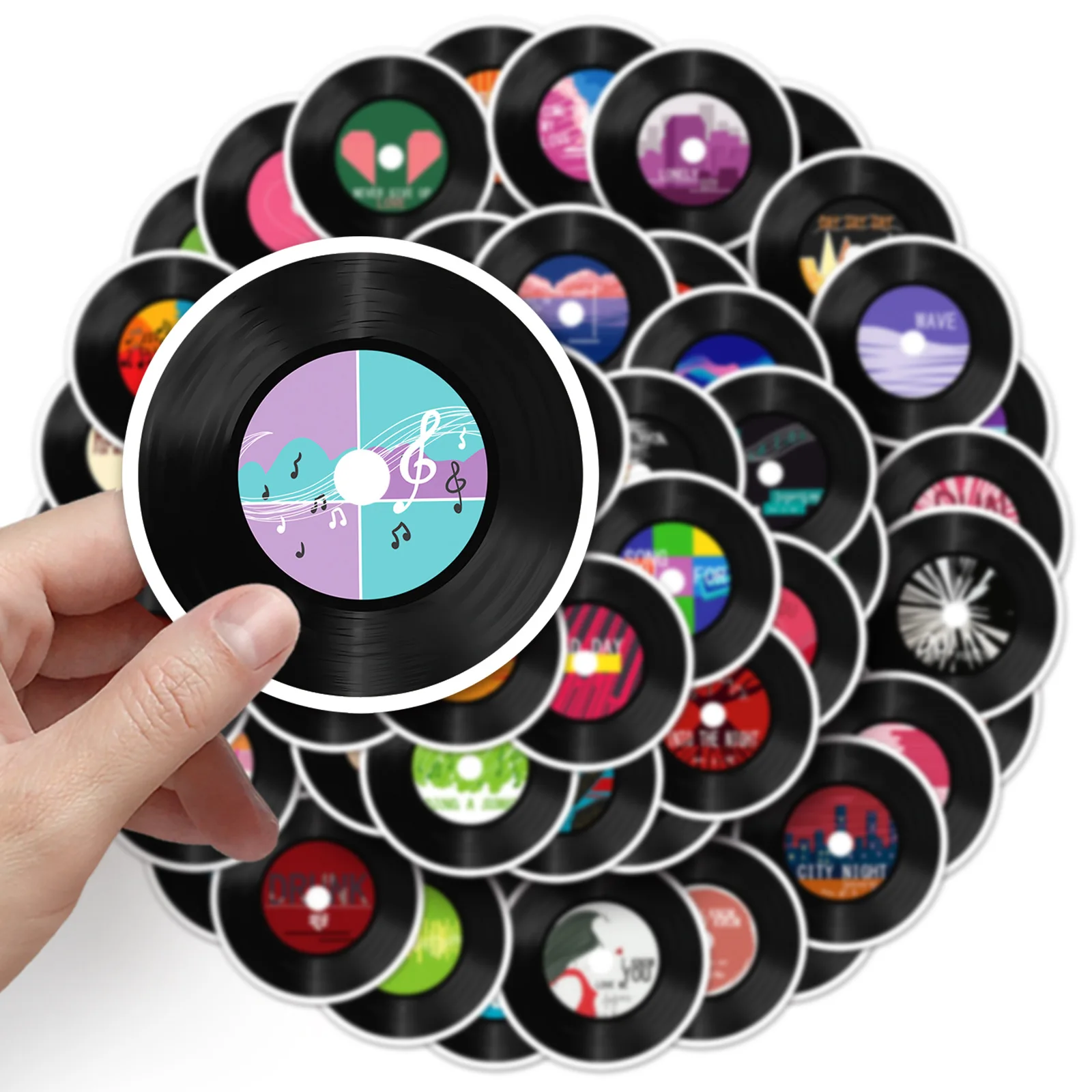 50Pcs Retro Record Series Graffiti Stickers Suitable for Laptop Helmets Desktop Decoration DIY Stickers Toys Wholesale