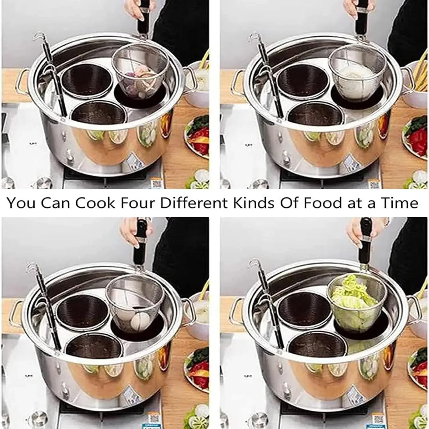 Spaghetti Noodle Cooking Machine, Home Kitchen Storage Pot Restaurant Steam Pot Manual Pasta Makers (5 Holes) With Distributor A view 3