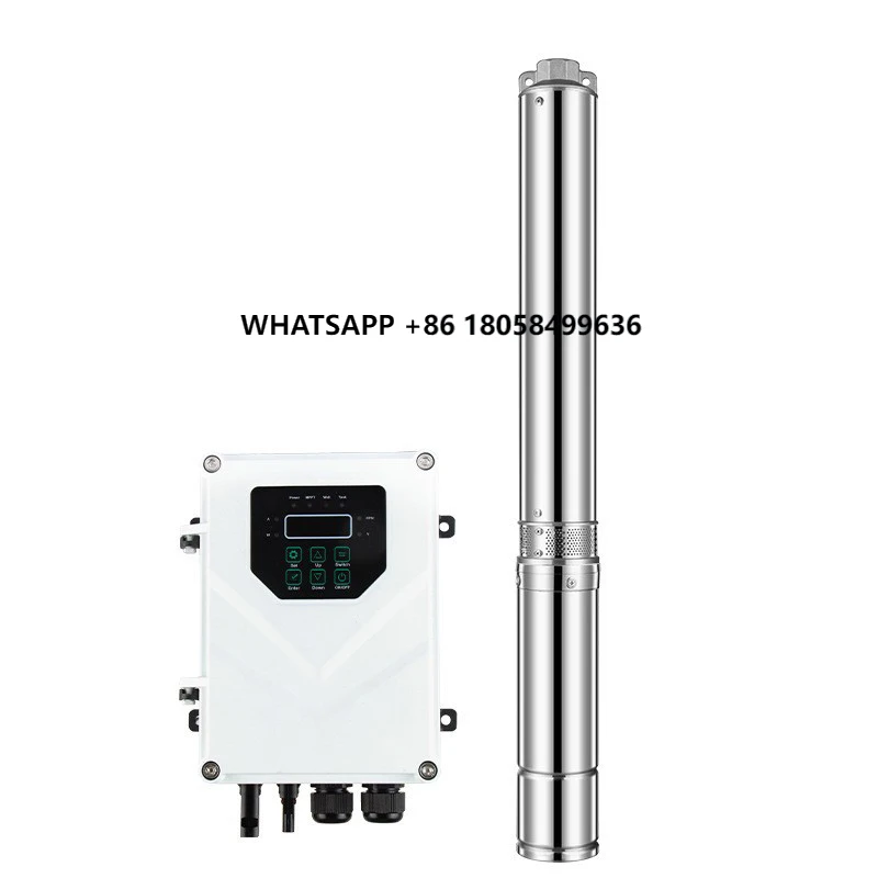 

500W DC 48V Solar Deep Well Submersible Pump with MPPT Controller & Float Switch Kits 60m Max Head Screw Pump for Home Farm Use
