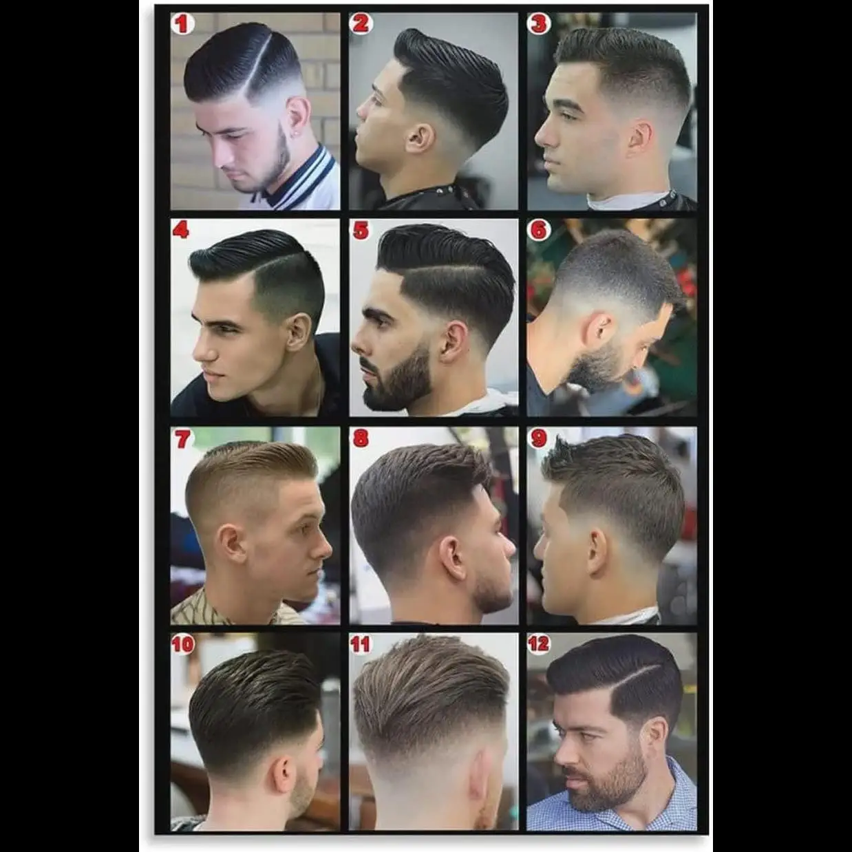 CZWEN-Póster de tabla de corte de pelo para barbería moderna, peinados laminados para hombre, lienzo, arte de pared para sala de estar, dormitorio, pulgadas, Unfra