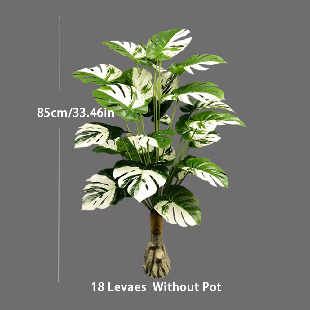65-95cm Großer Künstlicher Monstera Variegata Baum, Künstliche Palmenpflanzen, Weiße Swiss Cheese Pflanze für Heim, Party, Outdoor, Hochzeitsdekoration – Detail 7