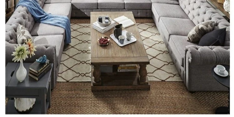 American buckle, simple U-shaped, large villa sofa, clubhouse fabric sofa, high-end