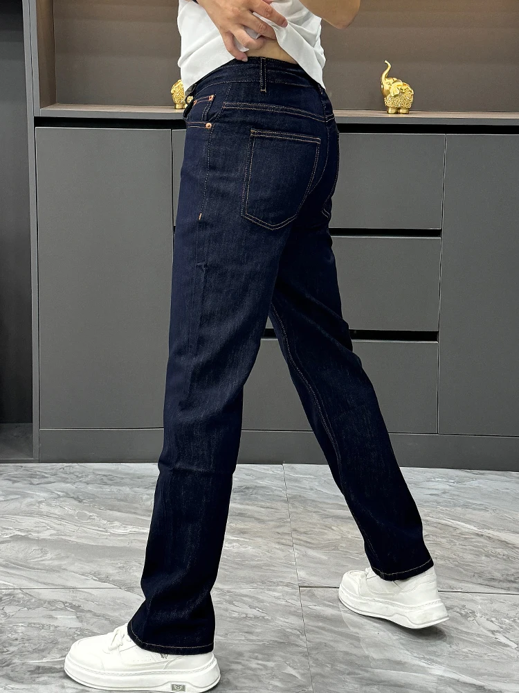 

Faionable Blue Slim Fit Men's Jeans Spring Trendy Waed Elastic Straight Leg Casual Versatile M Pants