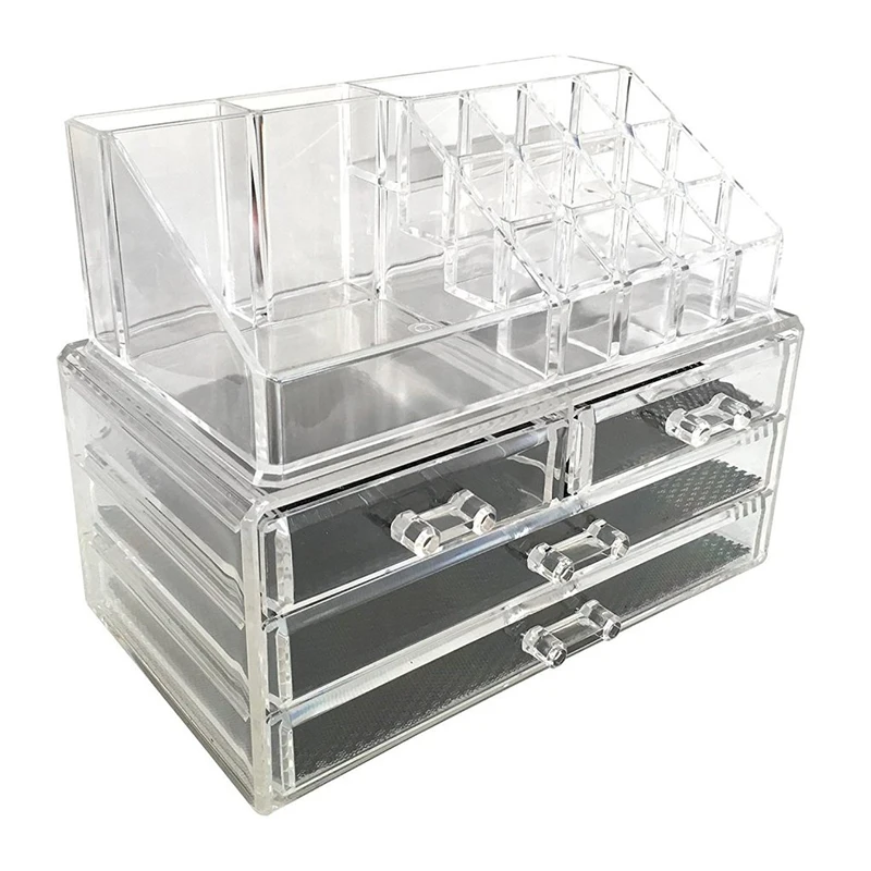 New Clear Acrylic Makeup Organizer Drawer Storage Box Skin Care Home Desktop Women Makeup Tools Jewelry Lipstick Storage Case