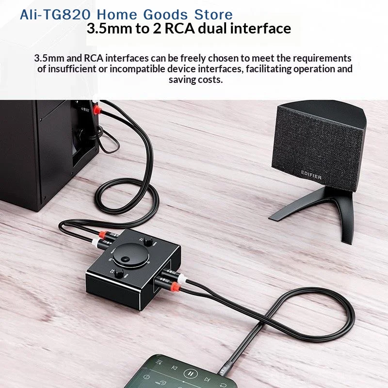 [TG820]3.5mm  Stereo Bi-Directional Audio Switcher 1 In 2 Out Or 2 In 1 Out 3.5mm 2 Audio Switcher With Mute Button