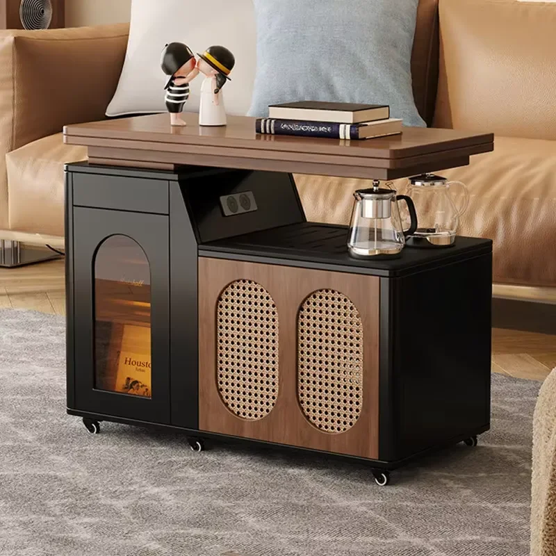 Movable Folding Solid Wood Table Living Room Furniture for Balcony Garage Home Use