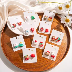 Silver Needle 2024 Autumn/Winter Christmas studs Children's fun sweet cartoon character painted studs Christmas knot earrings