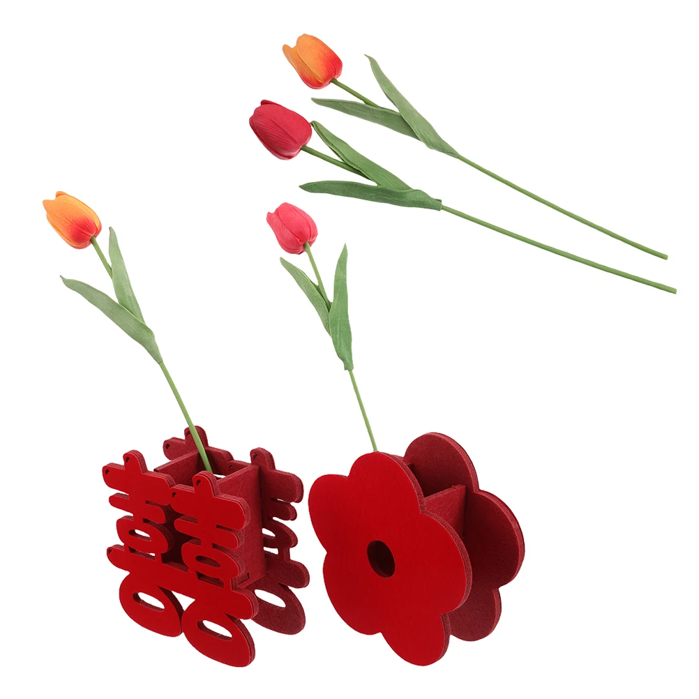 

6 Pcs Happy Table Flower Vase Wedding Centerpieces Bud Arrangement Holder Artificial Decoration Tulip Shaped Photographic