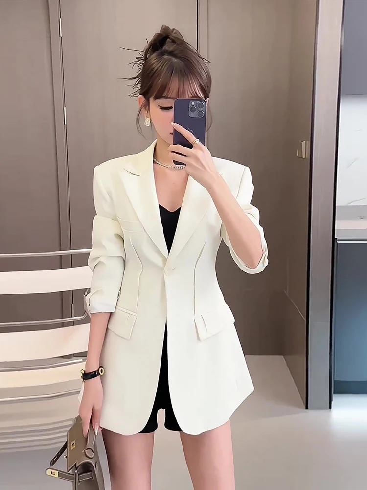 

Slim Fit American Sle White Jaet Women's Faionable Design Spring Autumn New Arrival High Quali Ladies Suit