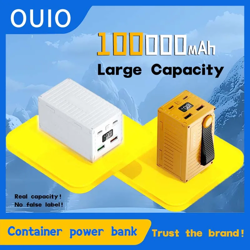 

OUIO 100000mAh Power Bank 22.5W PD QC 3.0 Charger Powerbank Large Battery Capacity Power Station Fast Charging For iPhone Xiaomi