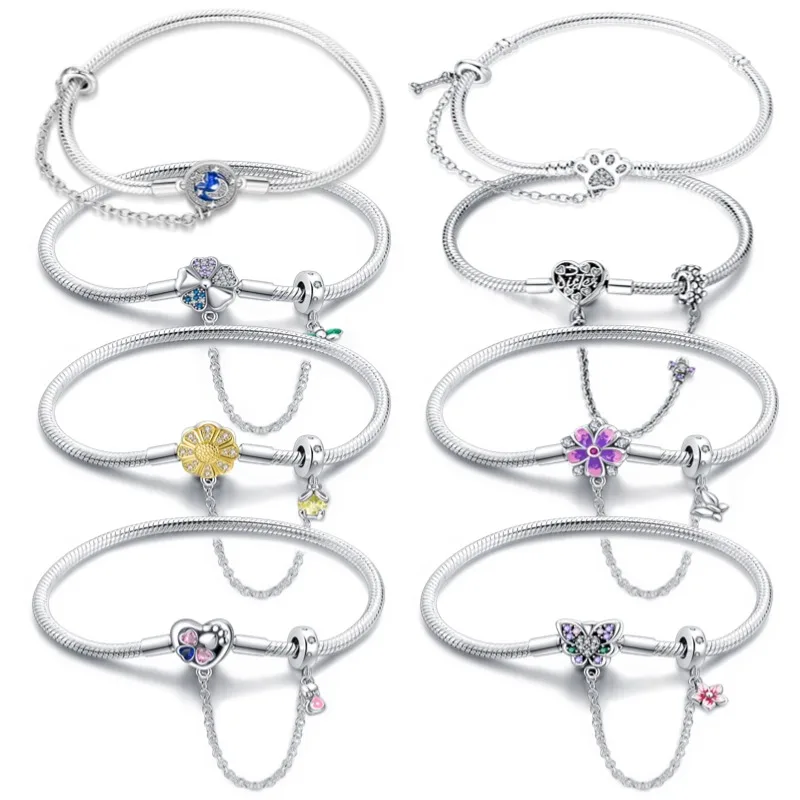 

Серия весенних браслетов с цветком S925, чистое серебро, оригинальные изысканные ювелирные изделия, подарок на фестиваль своими руками