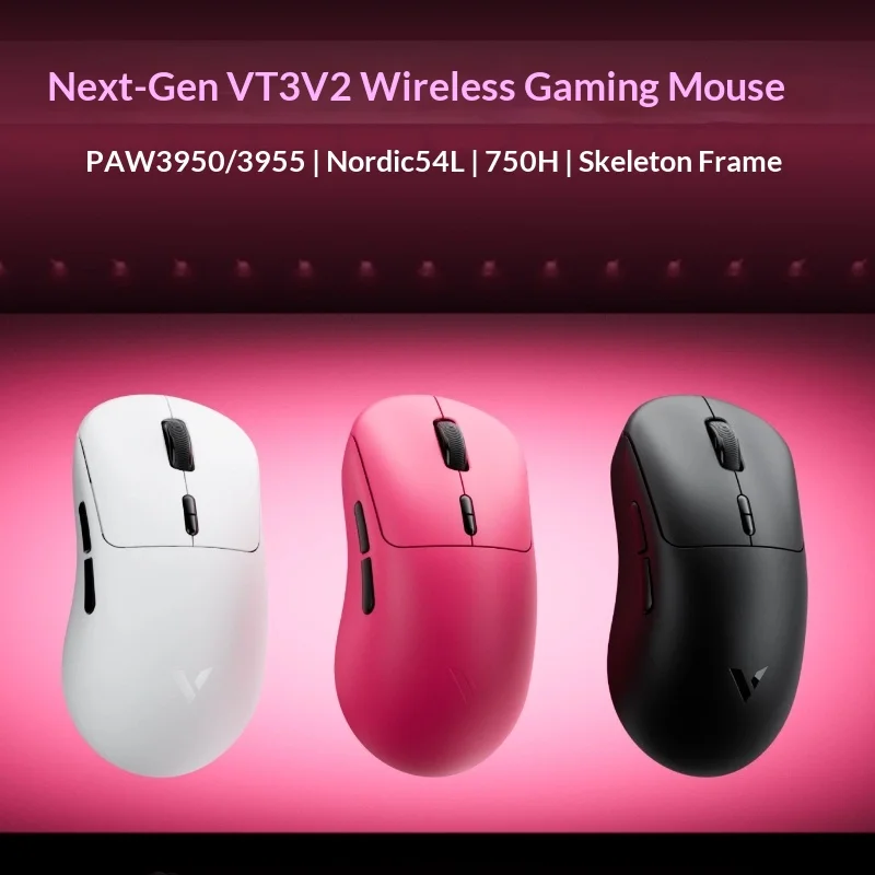 Rapoo VT3 V2 Wireless Mouse Dual-Mode PAW3950/3955 Lightweight Dual 8K Medium-to-Large Hand Size Gaming Office 2026 New Model