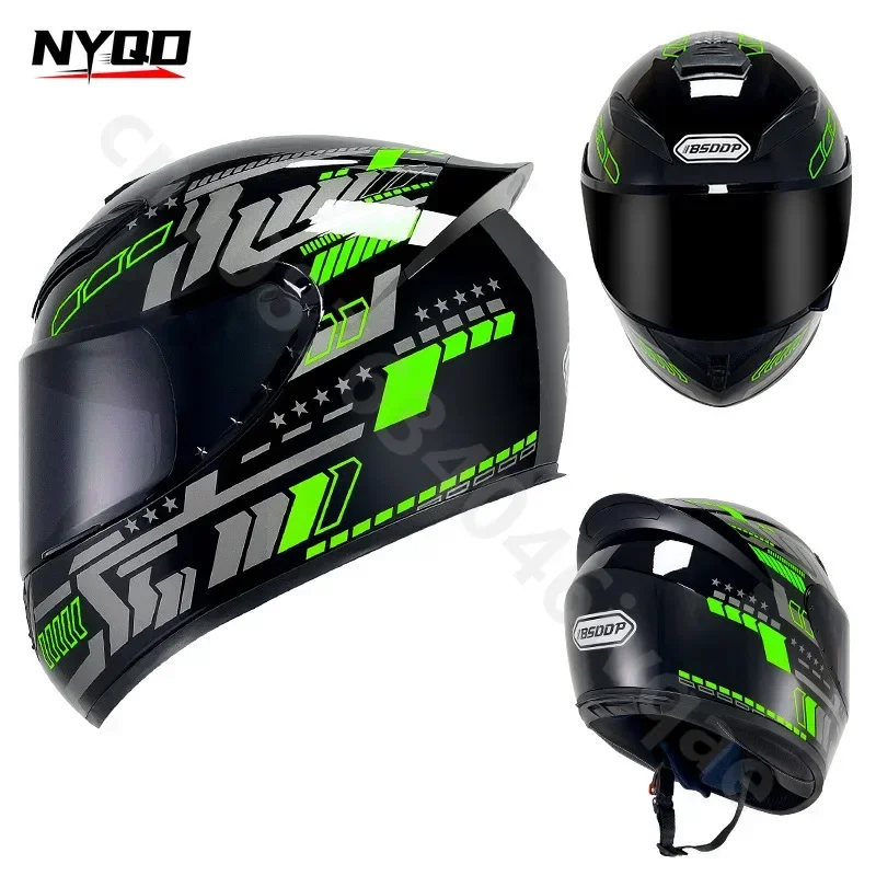 QIKE Motorcycle Full Helmet Knight Moto Electric Rider Riding Helmets Four Seasons Universal Capacete Motocross