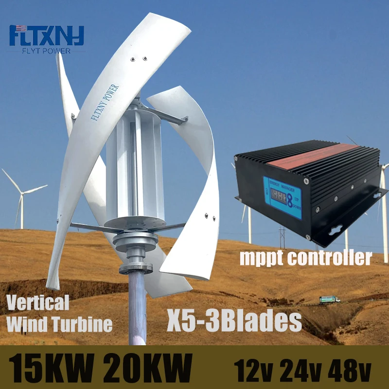 

15KWH/Day System With Solar Panel Battery 15KW Vertical Axis Maglev Wind Turbine Free Delivery For Household Wind Turbines