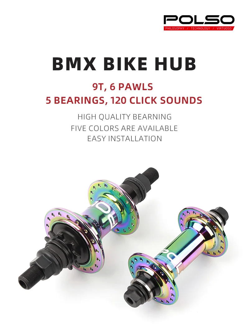 POLSO BT001 Cubo de bicicleta BMX personalizável de 36 furos Cubo traseiro e dianteiro de liga de titânio com material de alumínio