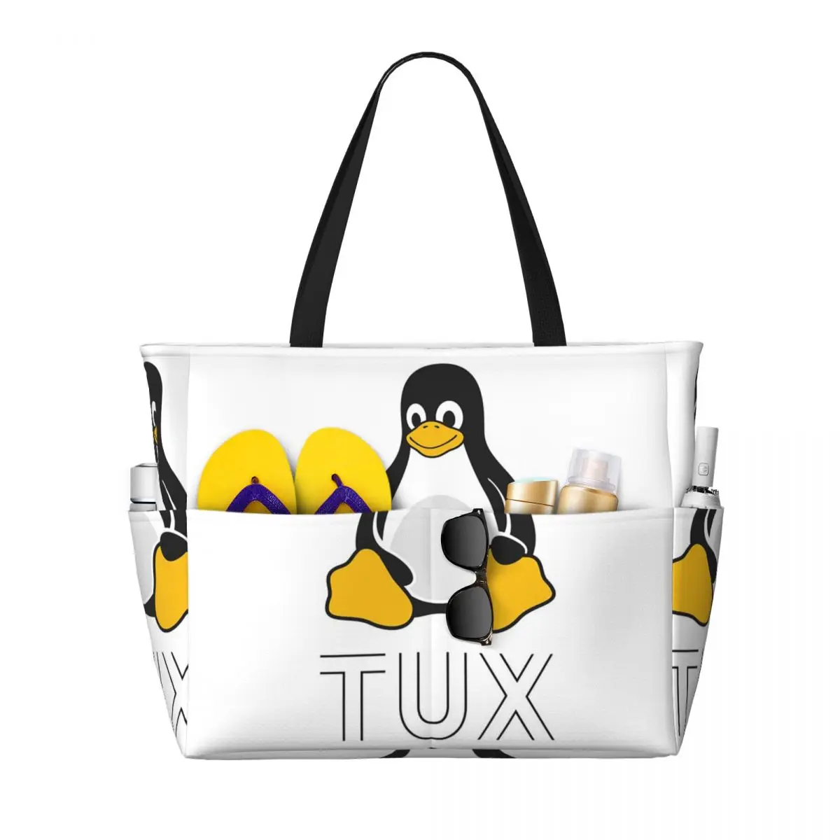 

Tux Linux Beach Tote Bag Sport Gym Yoga Duffle Large Tote Bag Women Travel Bag Fitness bag