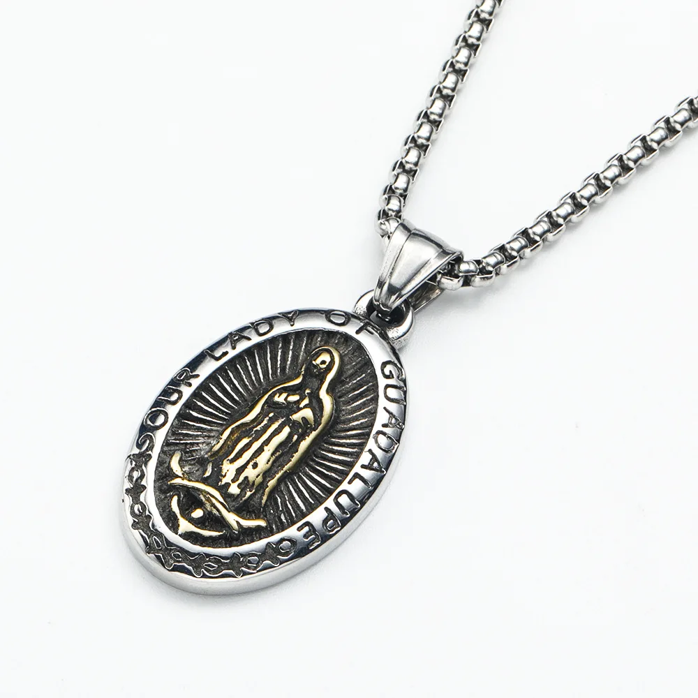 

Catholic Virgin Mary Amulet Stainless Steel Men Women Necklaces Pendant Chain Punk Trendy Fashion Jewelry Wholesale Dropshipping