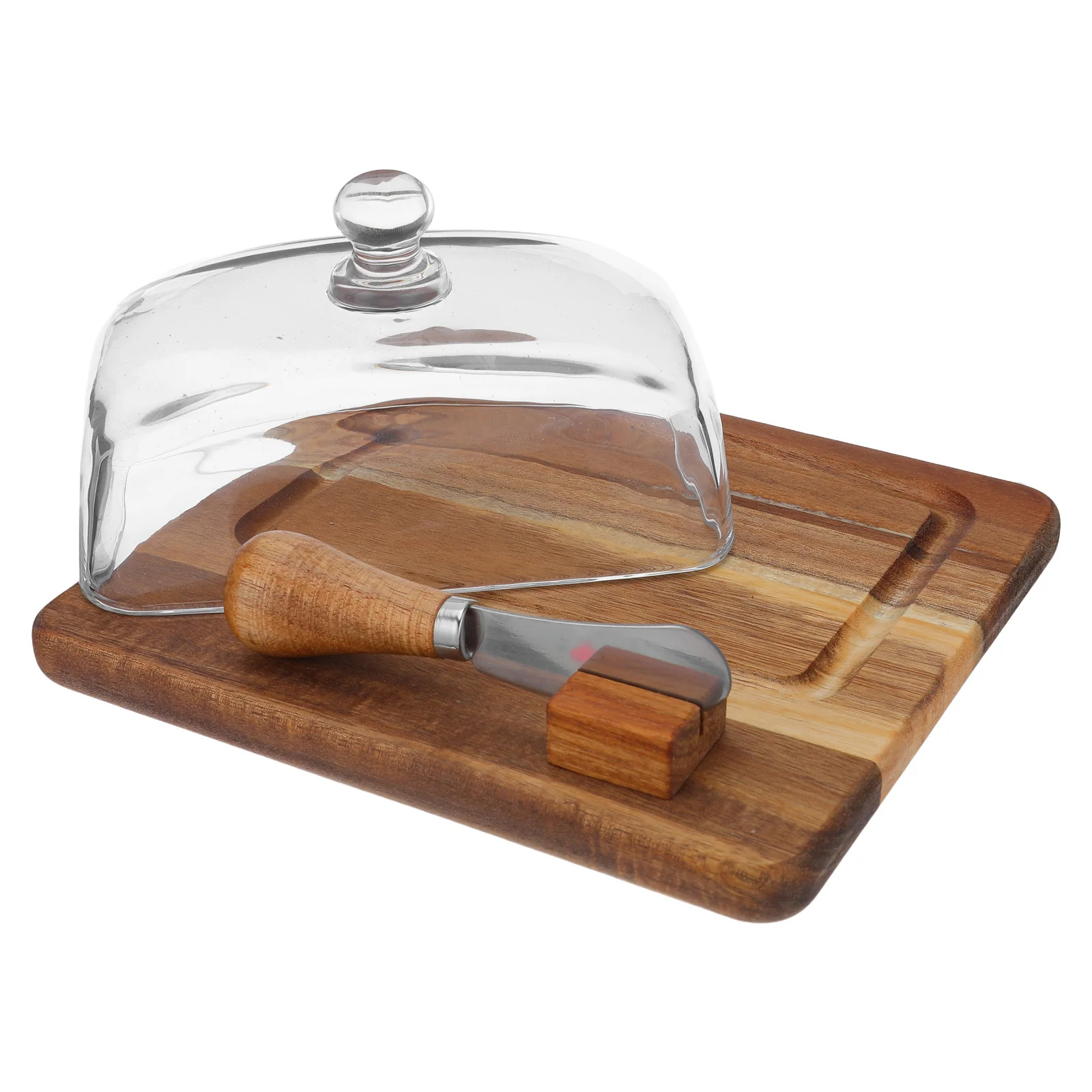 

Butter Dish Glass Wood Airtight Lid Sealed Freshness Keeper Countertop Table Use Dishwasher Safe Style