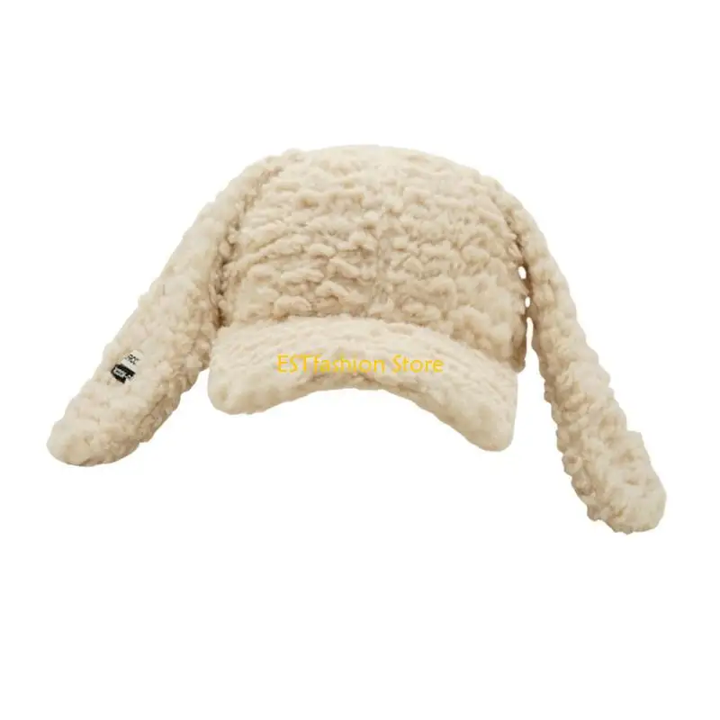Y5GC موضة آذان أرنب قبعة بيسبول فتاة تأثيري حلي قبعات الشتاء قبعة المراهقين الدافئة أغطية الرأس النشاط في الهواء الطلق قبعة #5