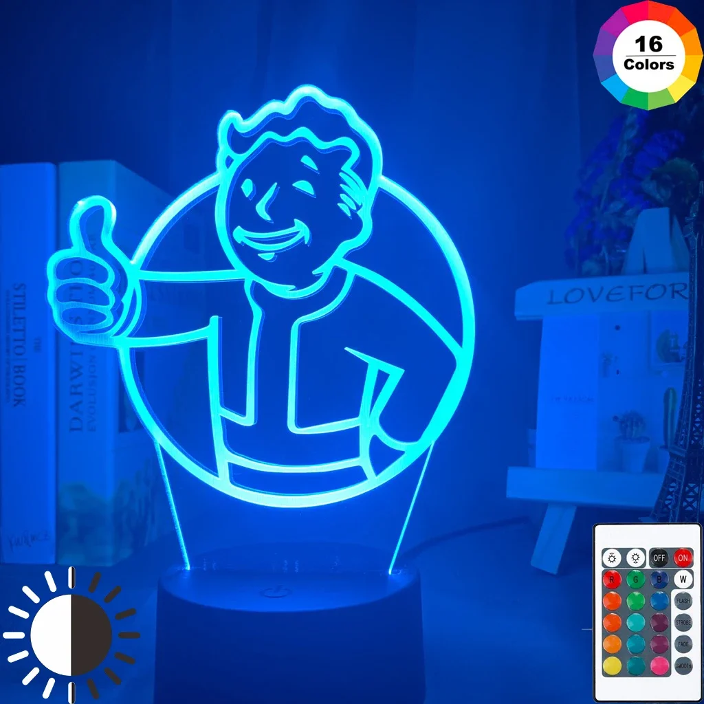 Game Fallout Shelter Logo Led Night Light for Kids Child Bedroom Decoration Cool Event Prize Nightlight Colorful Usb Table Lamp