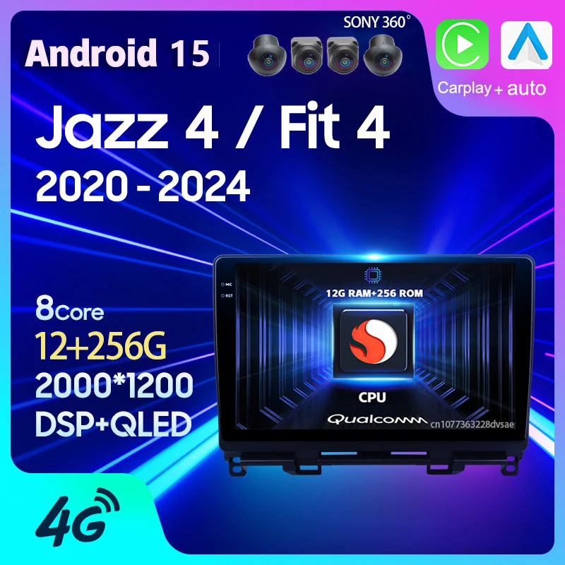 

Автомобильный радиоприемник Android 15 для Honda Jazz 4 Fit 4 GR GS GR GS 2020-2024 с правым рулем Carplay Auto Multimedia 2 Din Video Stereo