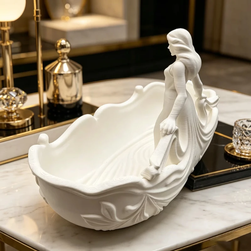 Elegant Goddess Relief Jewelry Box Desktop Jewelry Cosmetics Home Organizer Shaped Jewelry Storage Tray