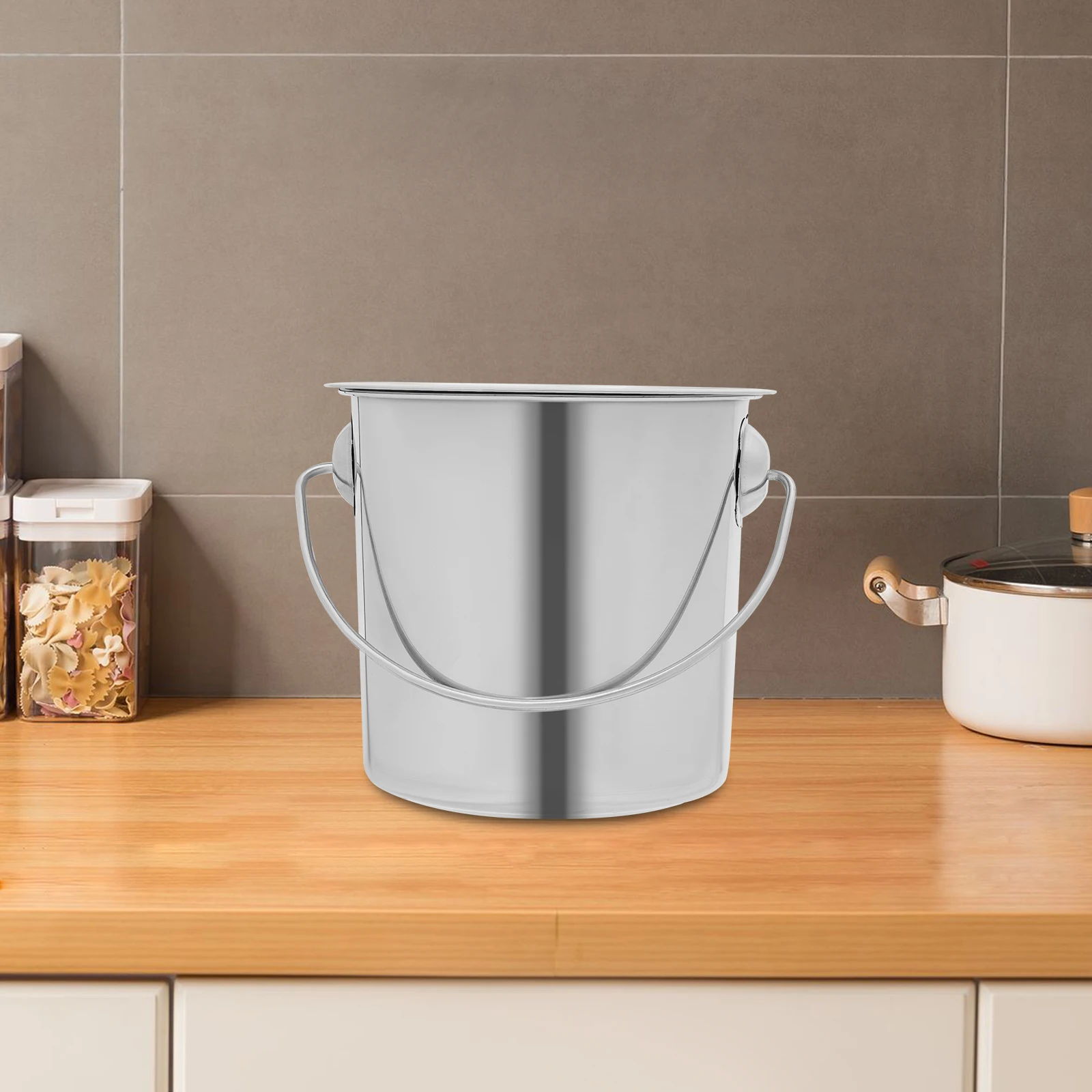 6l/12l/20l Großraum-Eimer aus lebensmittelechtem Edelstahl, verdickt 1,6 mm, mit Deckel und Griff, verhindert Leckagen, hitzebeständig, zum Kochen, Aufbewahren von Milch, Ölen, Ghee, Wein und anderen Flüssigkeiten. – Detail 14