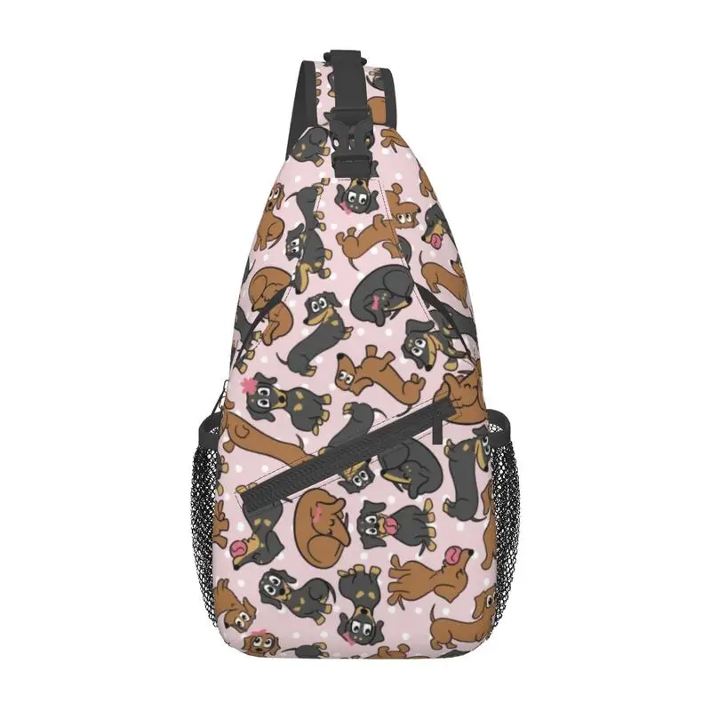 Sac à dos à bandoulière pour hommes, mignon, teckel, mignon, dessin animé, chien, pour la randonnée