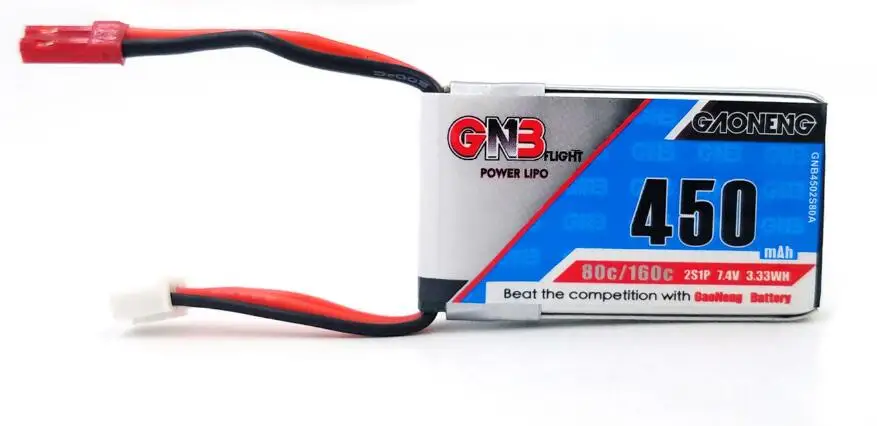 GNB 450mAh 2S 7.4V 80C JST  LiPo Battery JST Plug for RC FPV Racing Drone airplane