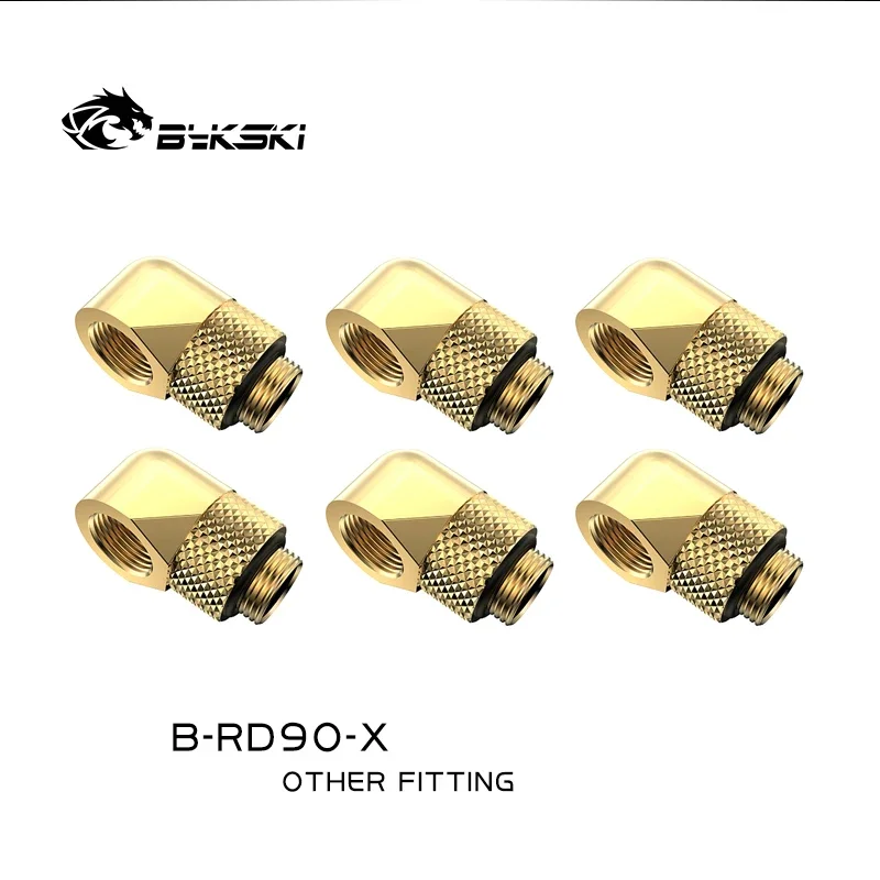 BYKSKI 4/6/8 szt. Adaptery obrotowe 90 stopni, obrotowe o 90 stopni złącza do chłodzenia wodnego, gwint G1/4'' B-RD90-X — zdjęcie produktu 3